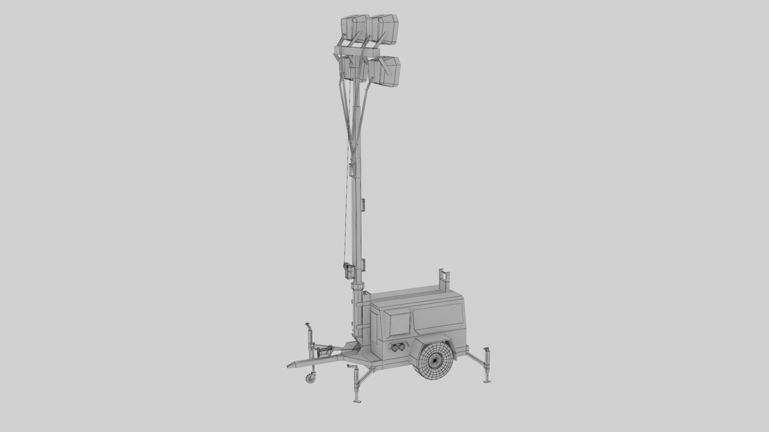 Ground Power Units 8K Rusty Mobile  Diesel Light Tower Generator Low-poly 3D model_82