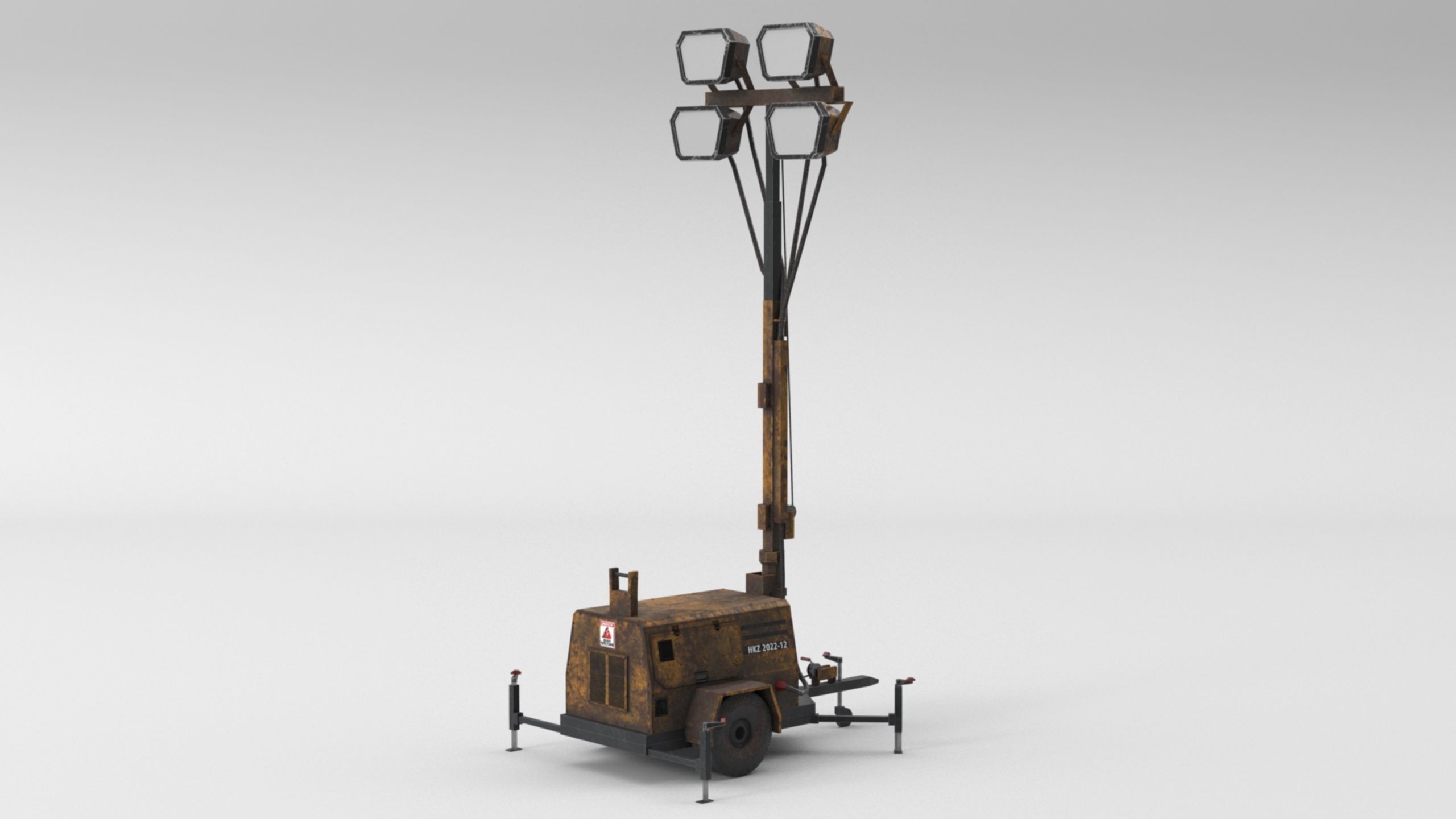 Ground Power Units 8K Rusty Mobile  Diesel Light Tower Generator Low-poly 3D model_3