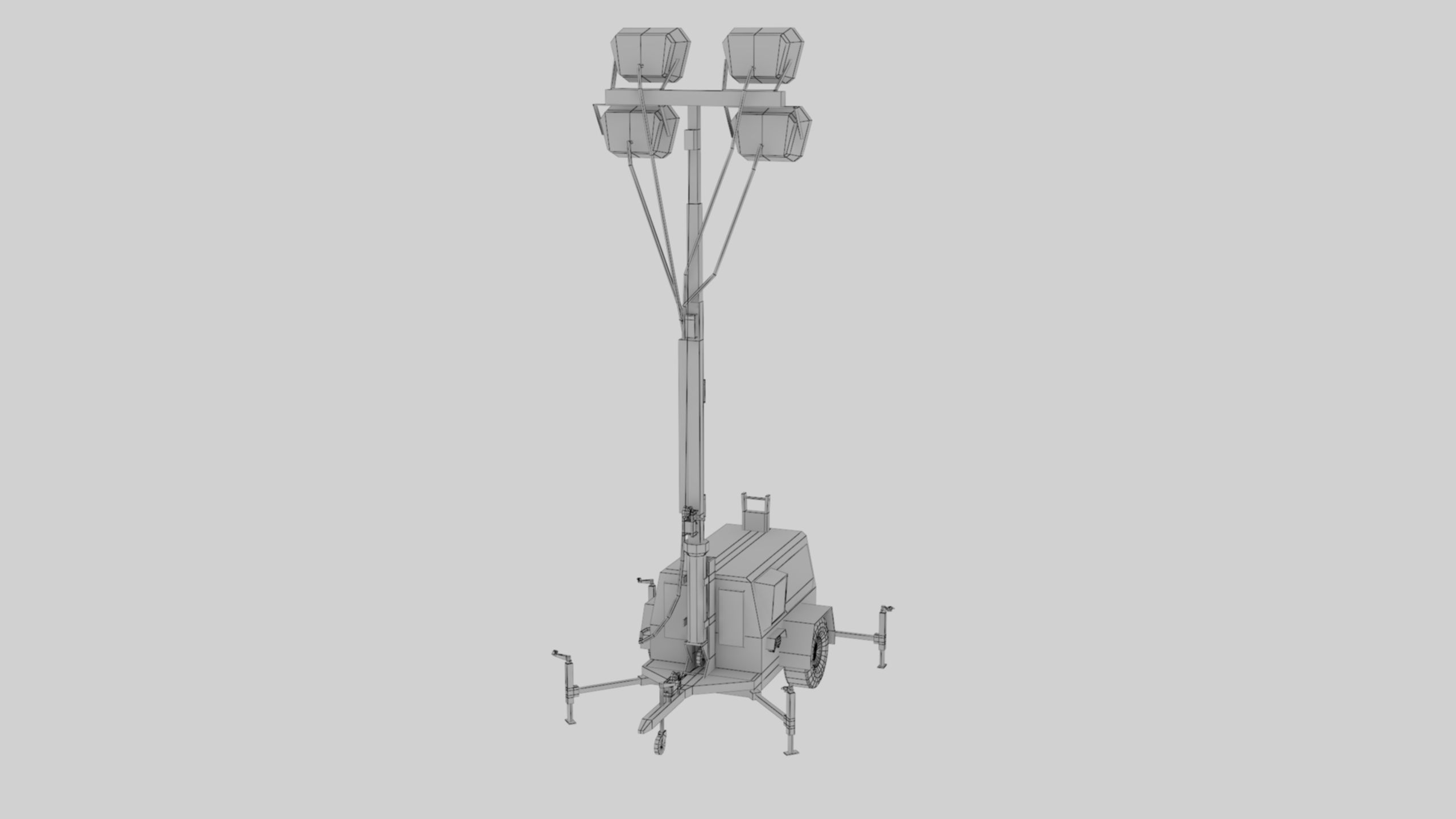 Ground Power Units 8K Rusty Mobile  Diesel Light Tower Generator Low-poly 3D model_81