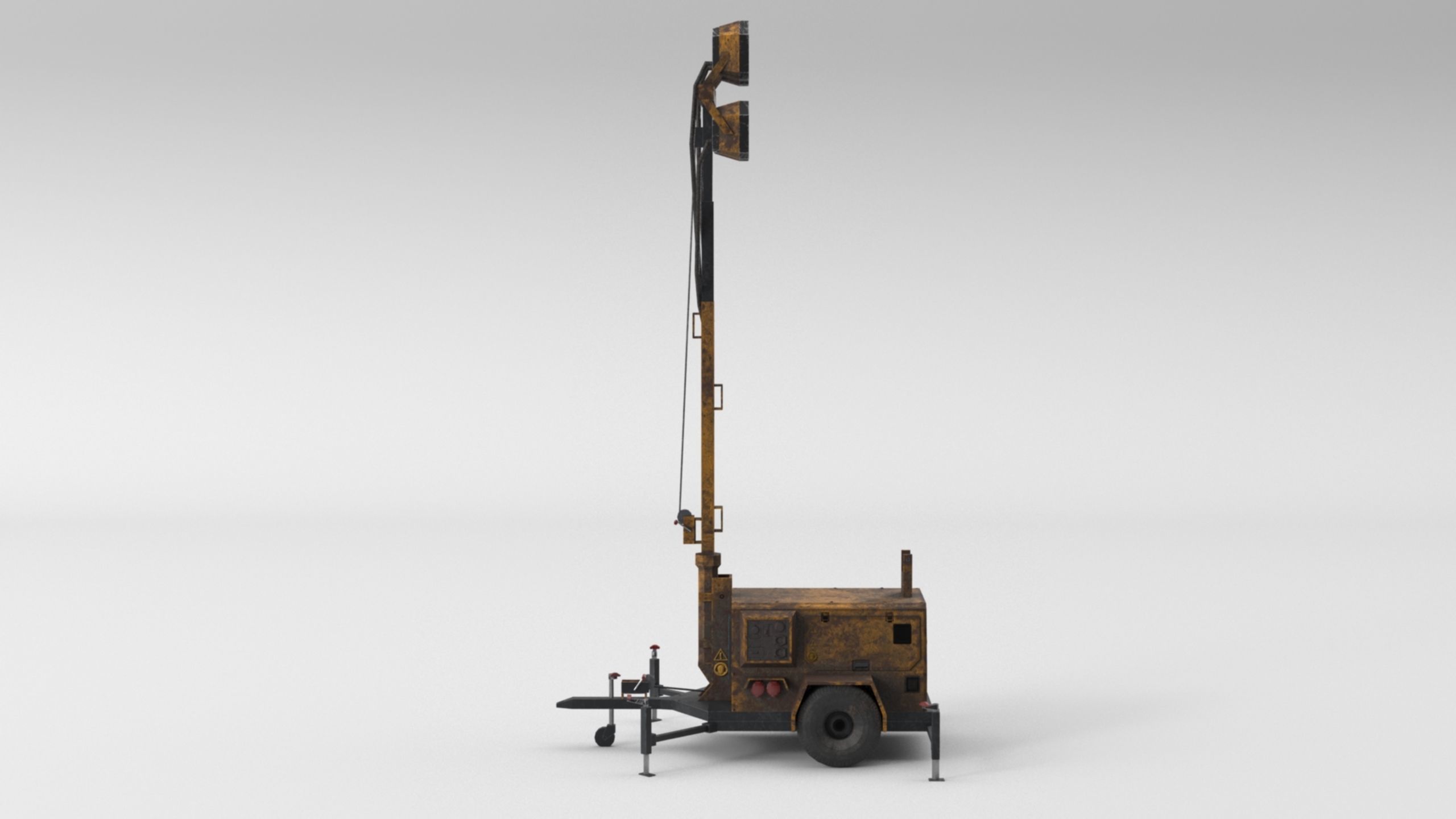 Ground Power Units 8K Rusty Mobile  Diesel Light Tower Generator Low-poly 3D model_26
