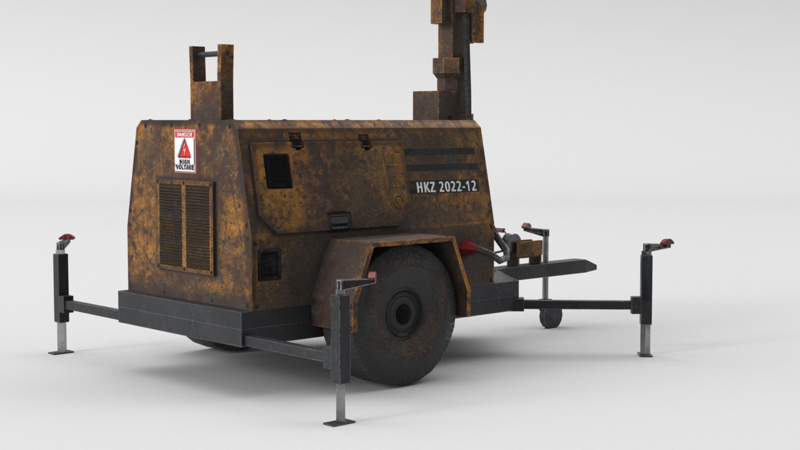 Ground Power Units 8K Rusty Mobile  Diesel Light Tower Generator Low-poly 3D model_43