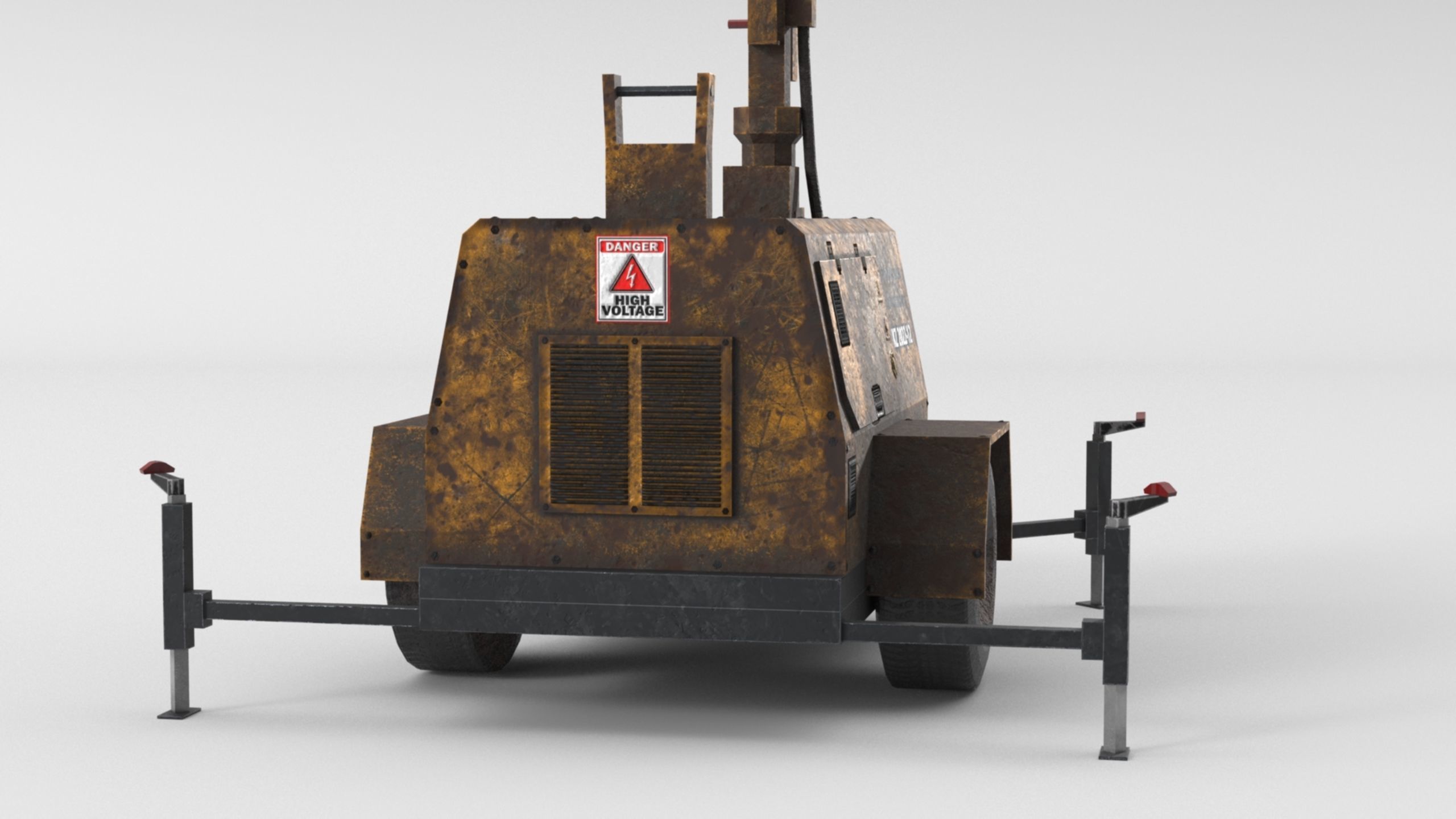 Ground Power Units 8K Rusty Mobile  Diesel Light Tower Generator Low-poly 3D model_47