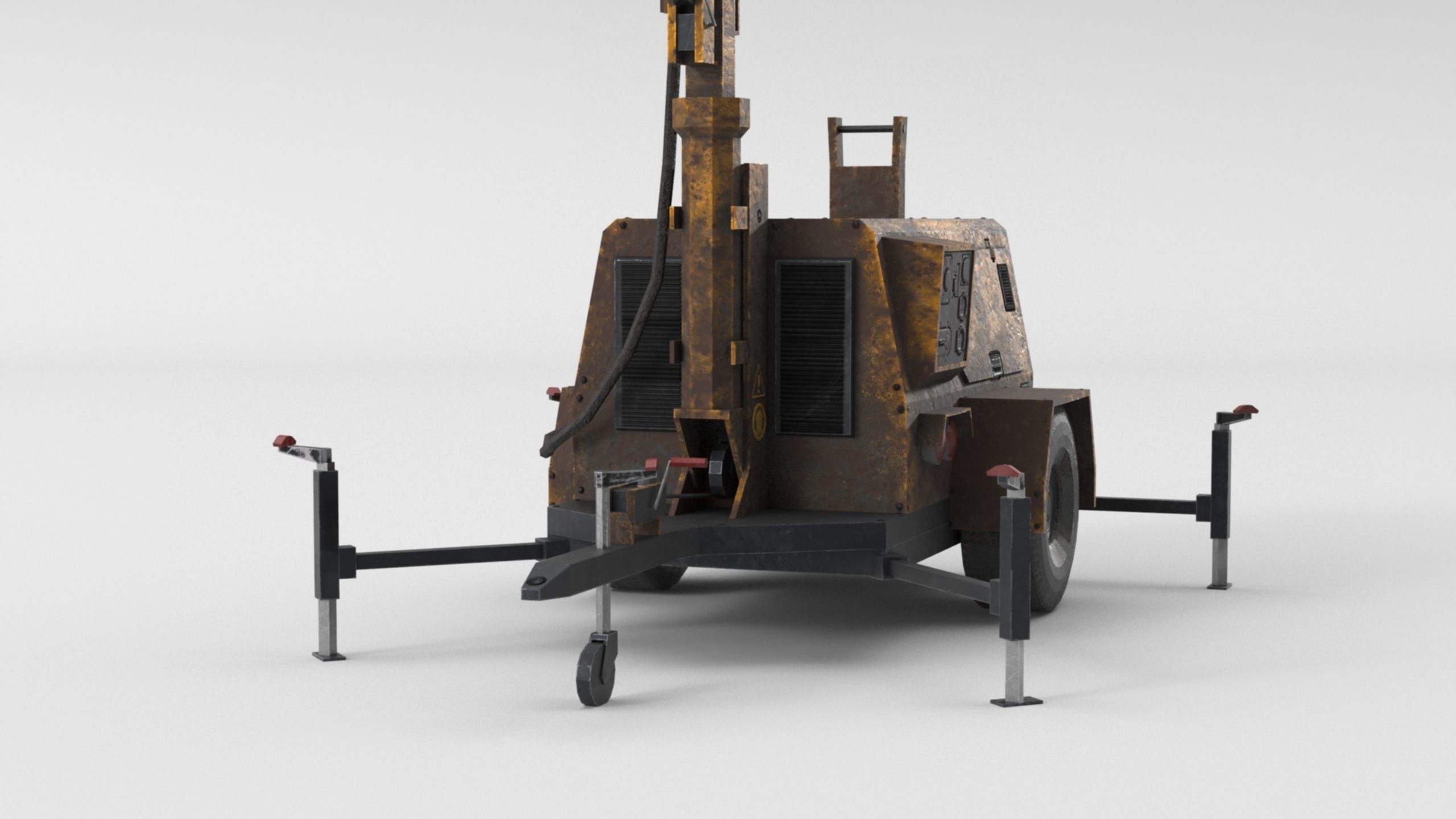 Ground Power Units 8K Rusty Mobile  Diesel Light Tower Generator Low-poly 3D model_52