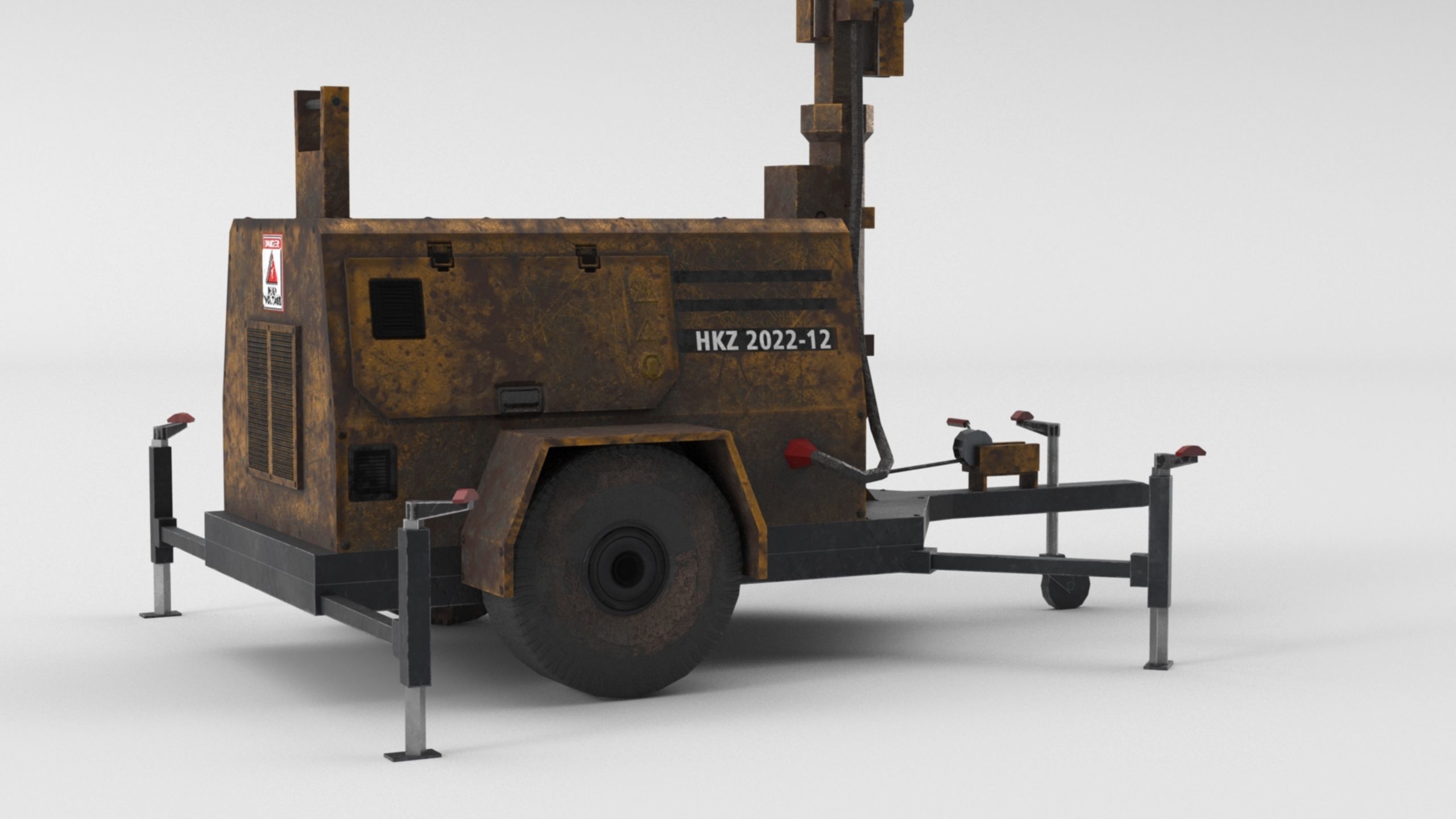 Ground Power Units 8K Rusty Mobile  Diesel Light Tower Generator Low-poly 3D model_61