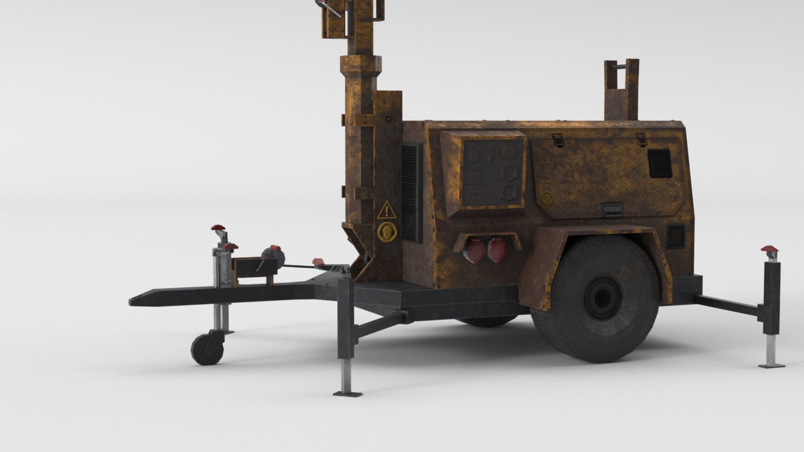 Ground Power Units 8K Rusty Mobile  Diesel Light Tower Generator Low-poly 3D model_53