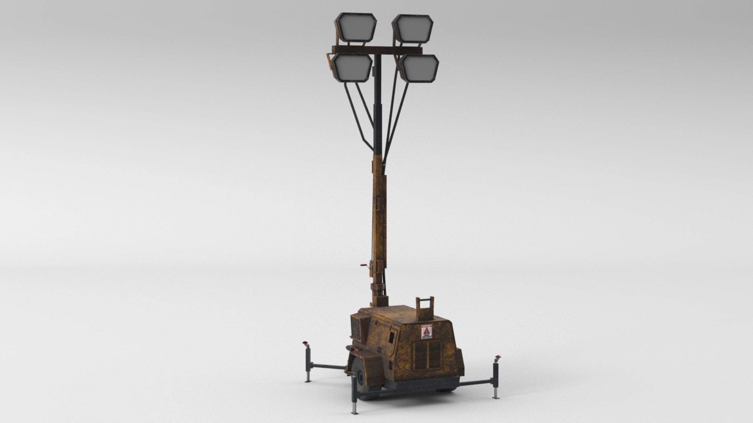 Ground Power Units 8K Rusty Mobile  Diesel Light Tower Generator Low-poly 3D model_24