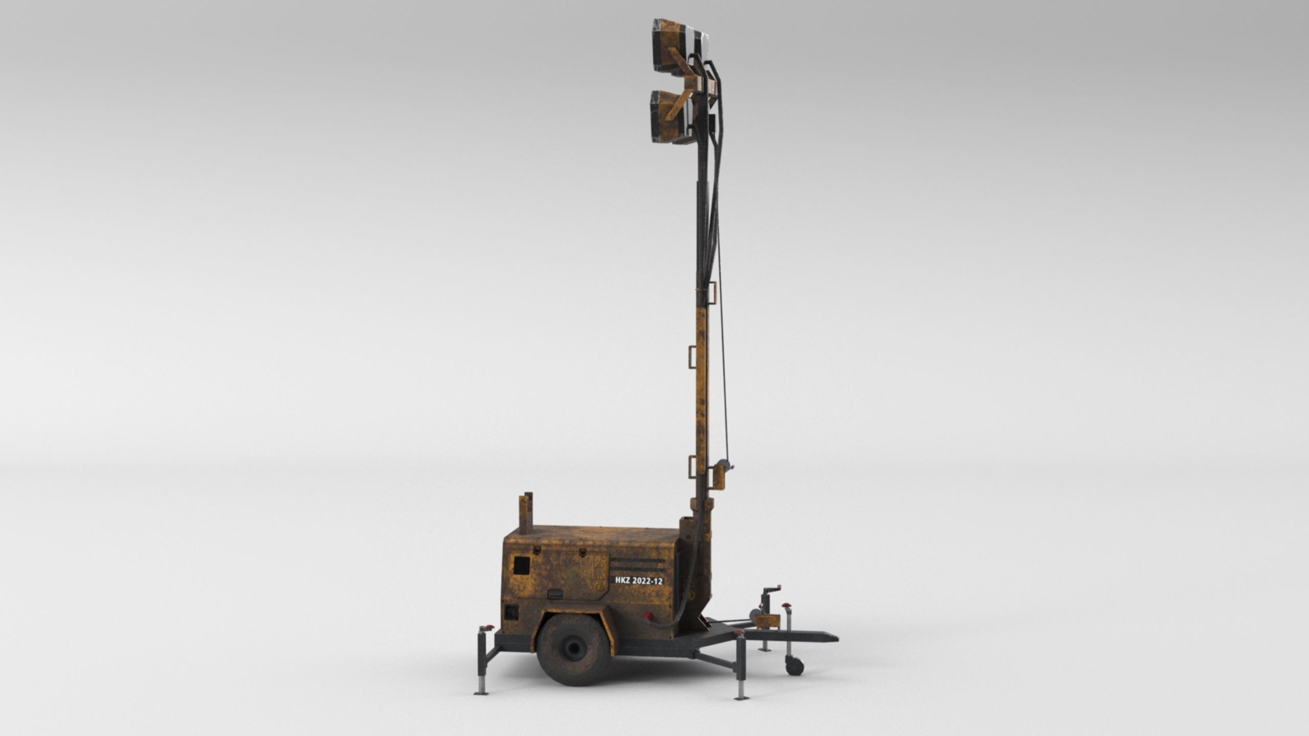 Ground Power Units 8K Rusty Mobile  Diesel Light Tower Generator Low-poly 3D model_33