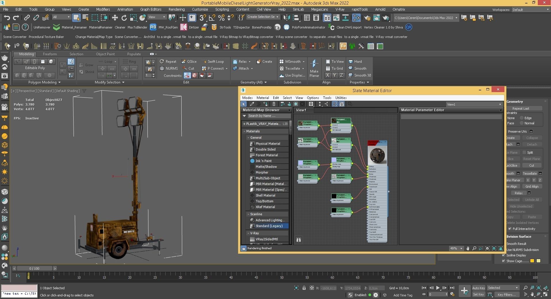 Ground Power Units 8K Rusty Mobile  Diesel Light Tower Generator Low-poly 3D model_16