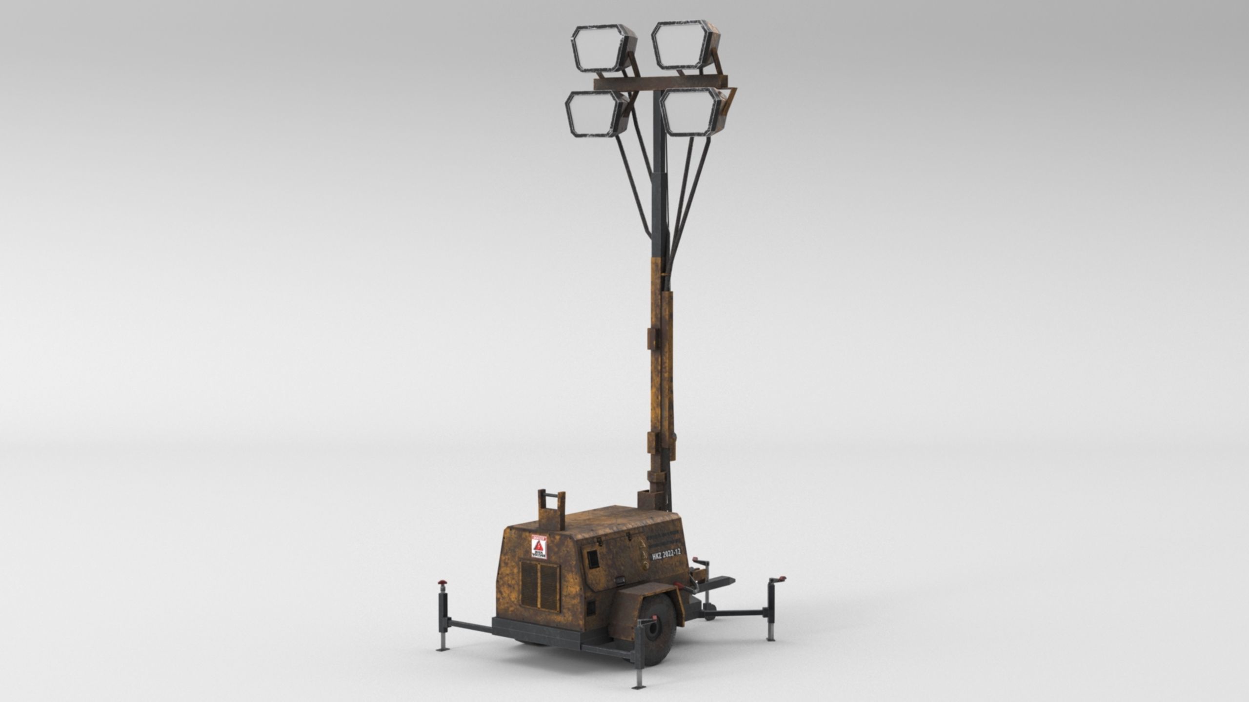 Ground Power Units 8K Rusty Mobile  Diesel Light Tower Generator Low-poly 3D model_21