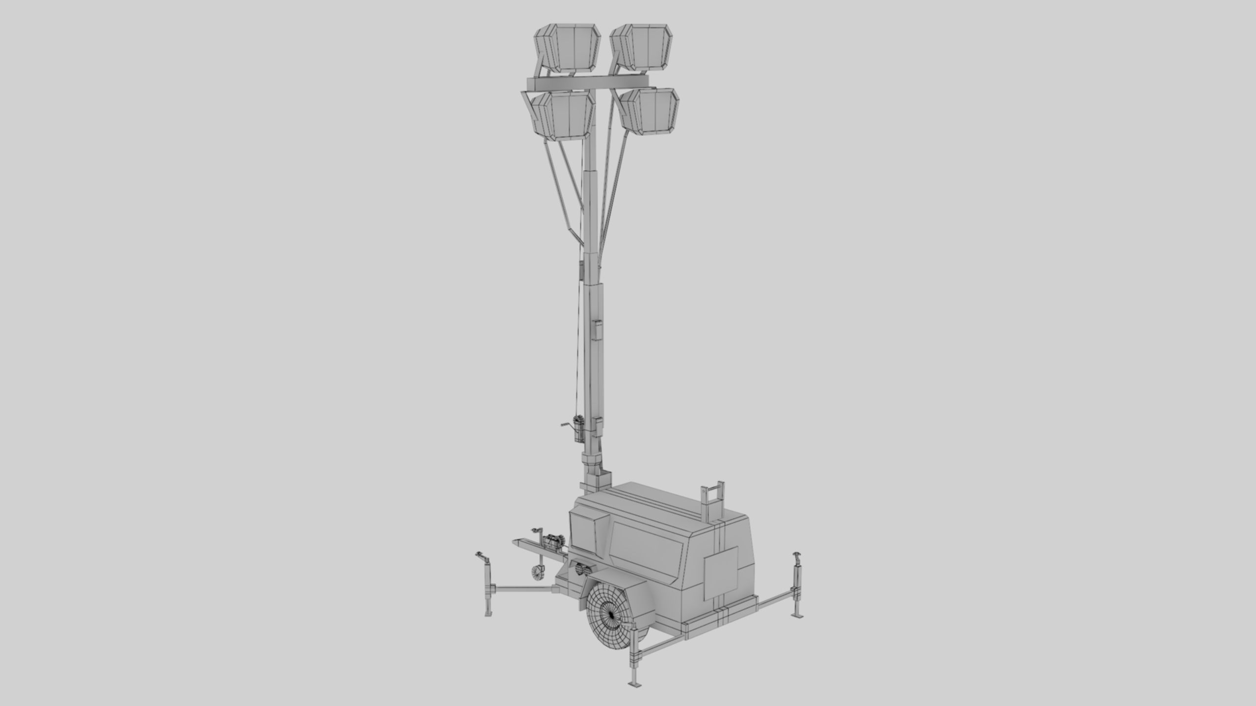 Ground Power Units 8K Rusty Mobile  Diesel Light Tower Generator Low-poly 3D model_75