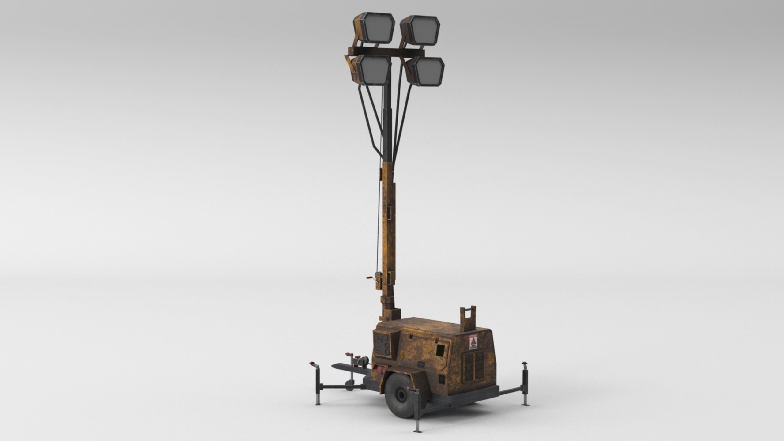 Ground Power Units 8K Rusty Mobile  Diesel Light Tower Generator Low-poly 3D model_25