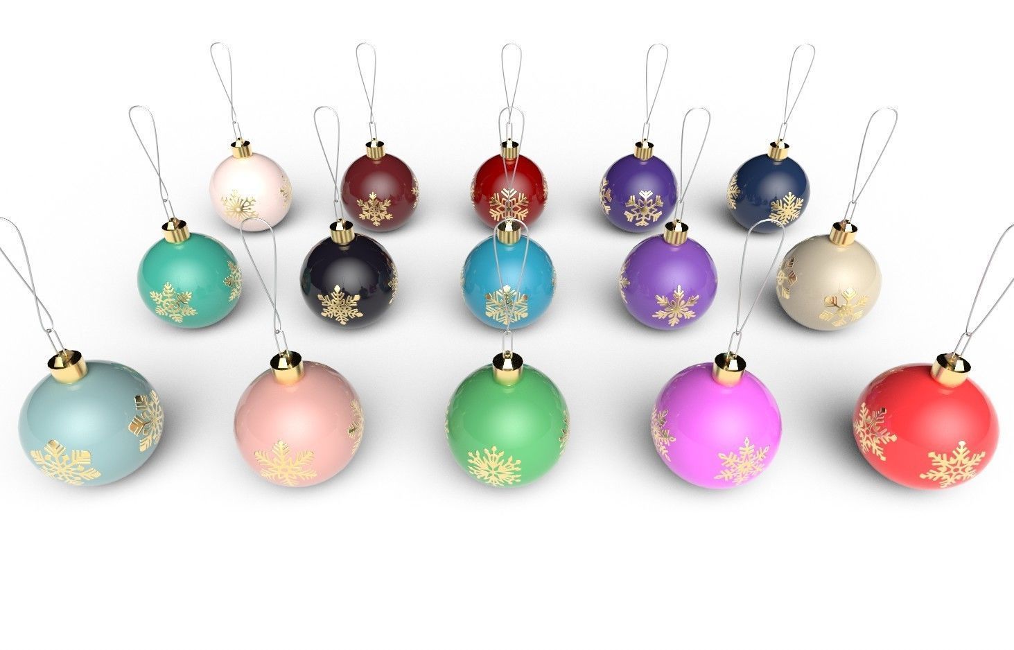 Christmas Balls Col02 - 15 Models Low-poly 3D model_7