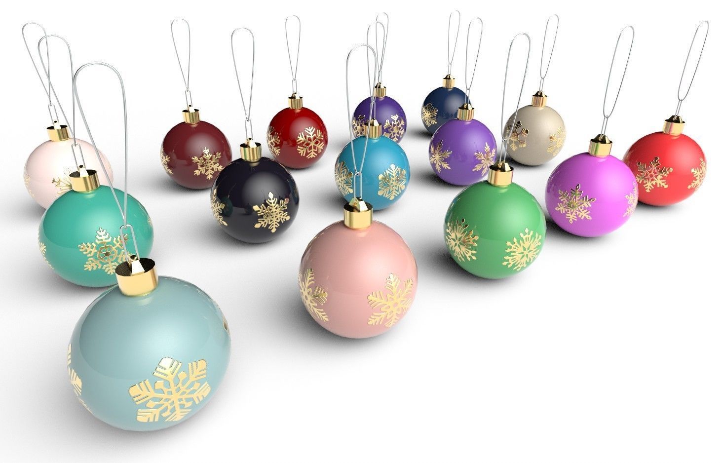 Christmas Balls Col02 - 15 Models Low-poly 3D model_6