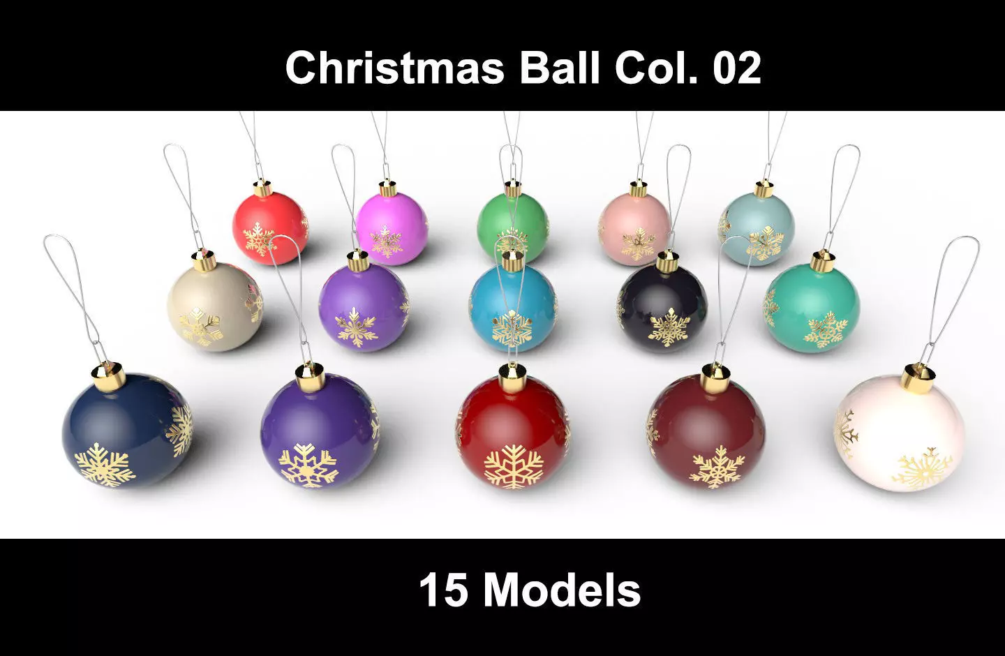 Christmas Balls Col02 - 15 Models Low-poly 3D model_0