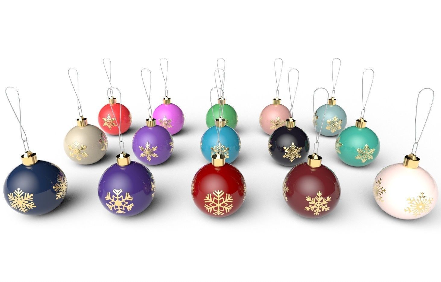 Christmas Balls Col02 - 15 Models Low-poly 3D model_3
