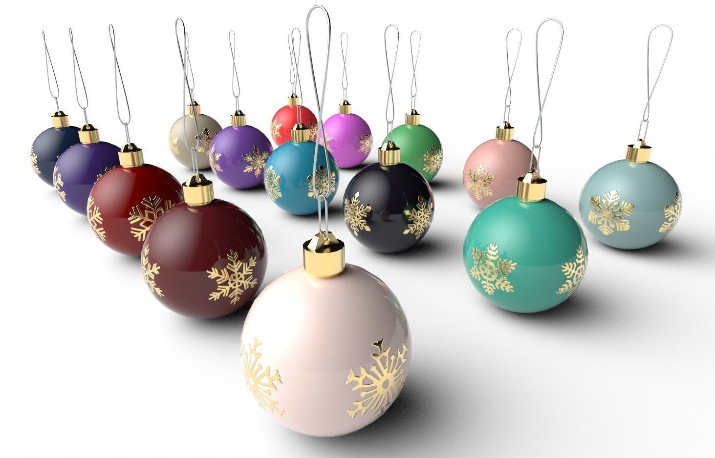 Christmas Balls Col02 - 15 Models Low-poly 3D model_5