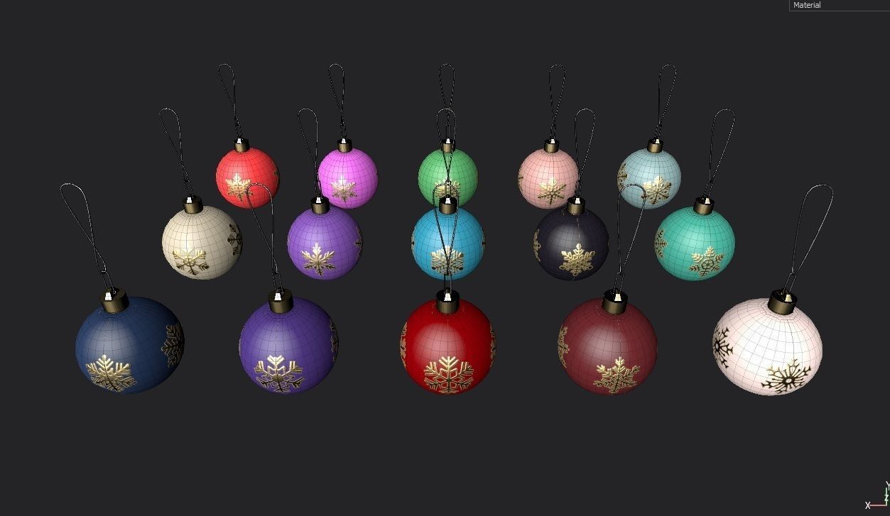 Christmas Balls Col02 - 15 Models Low-poly 3D model_2