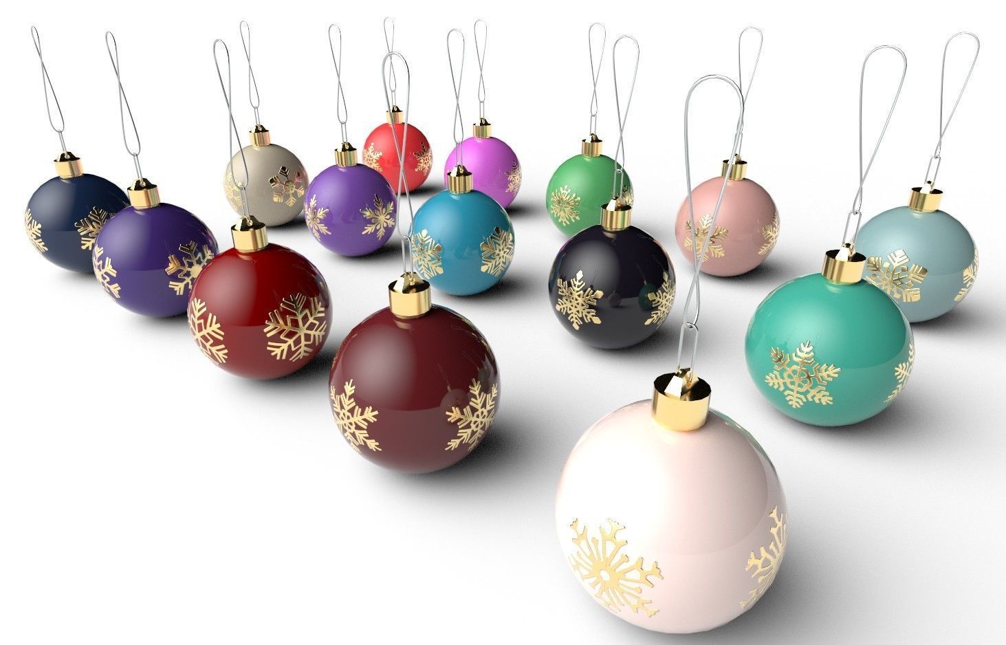 Christmas Balls Col02 - 15 Models Low-poly 3D model_4