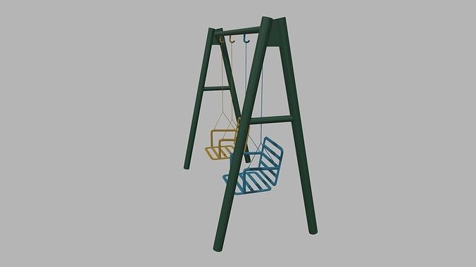 Low Poly Swing set with two chairs Low-poly 3D model 2