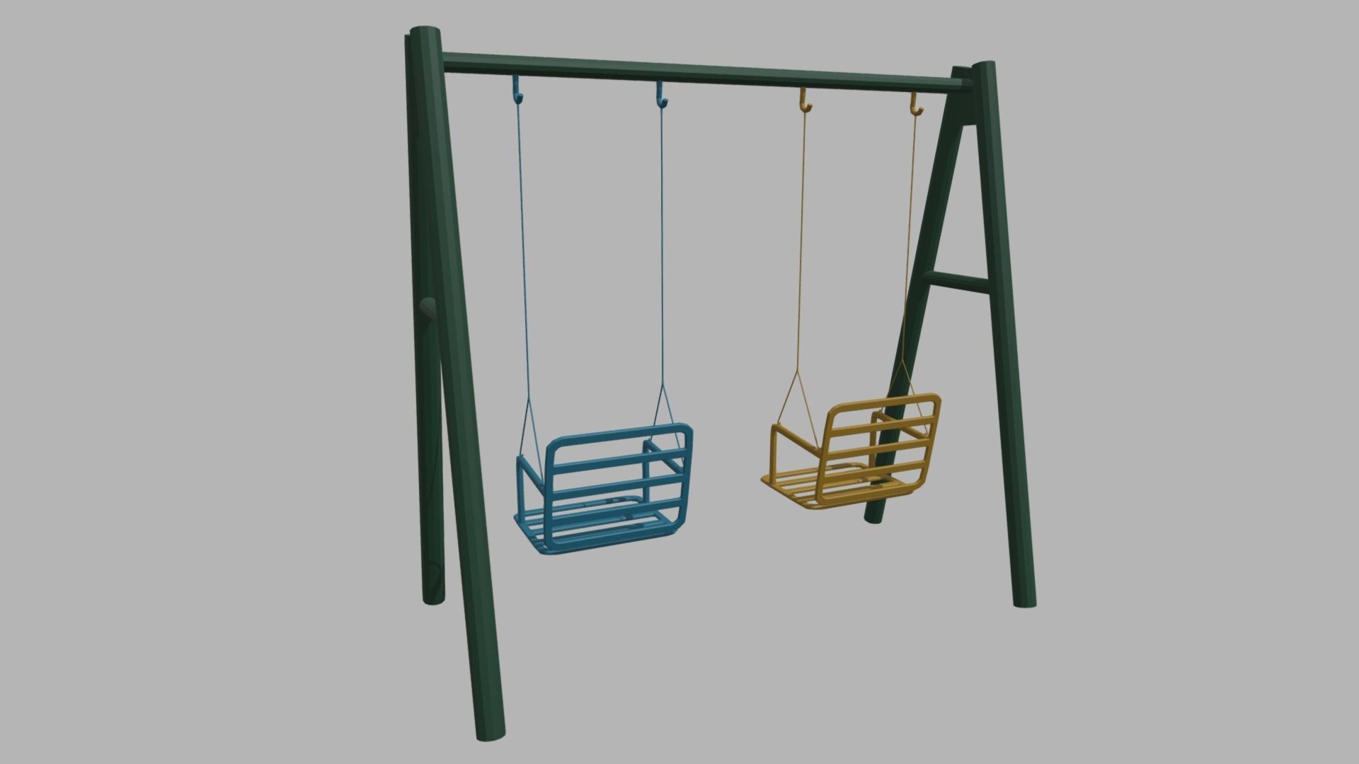 Low Poly Swing set with two chairs Low-poly 3D model_2