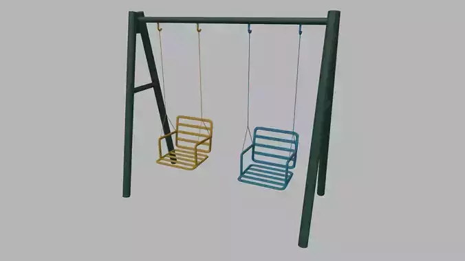 Low Poly Swing set with two chairs