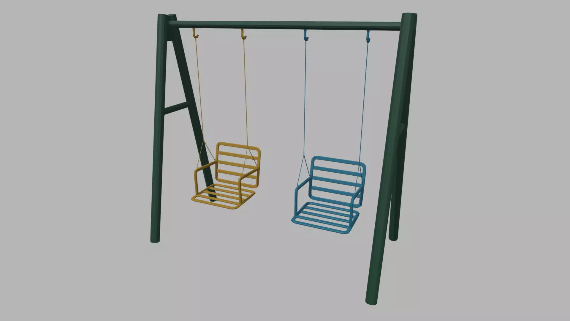 Low Poly Swing set with two chairs Low-poly 3D model_0