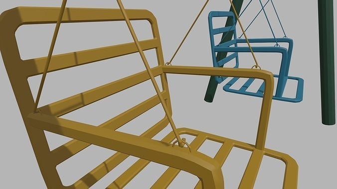 Low Poly Swing set with two chairs Low-poly 3D model 6