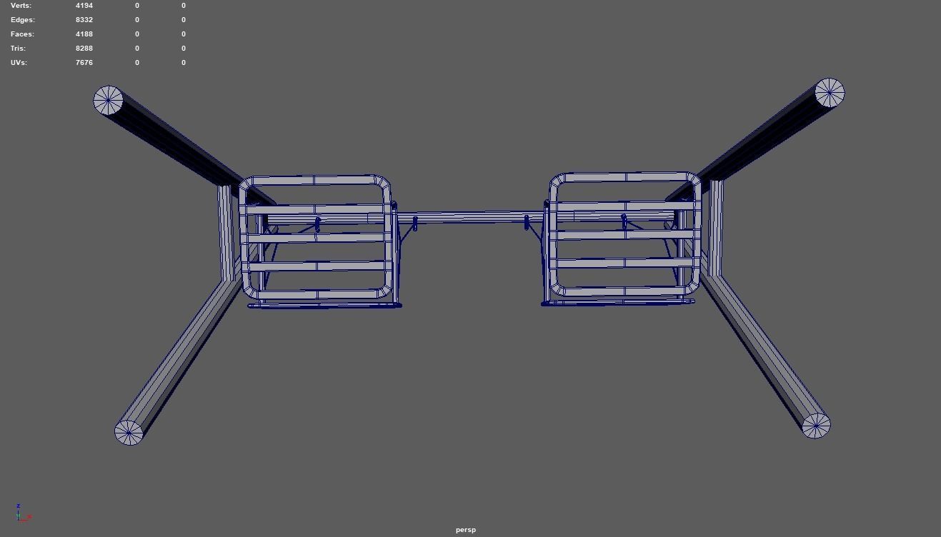 Low Poly Swing set with two chairs Low-poly 3D model_10