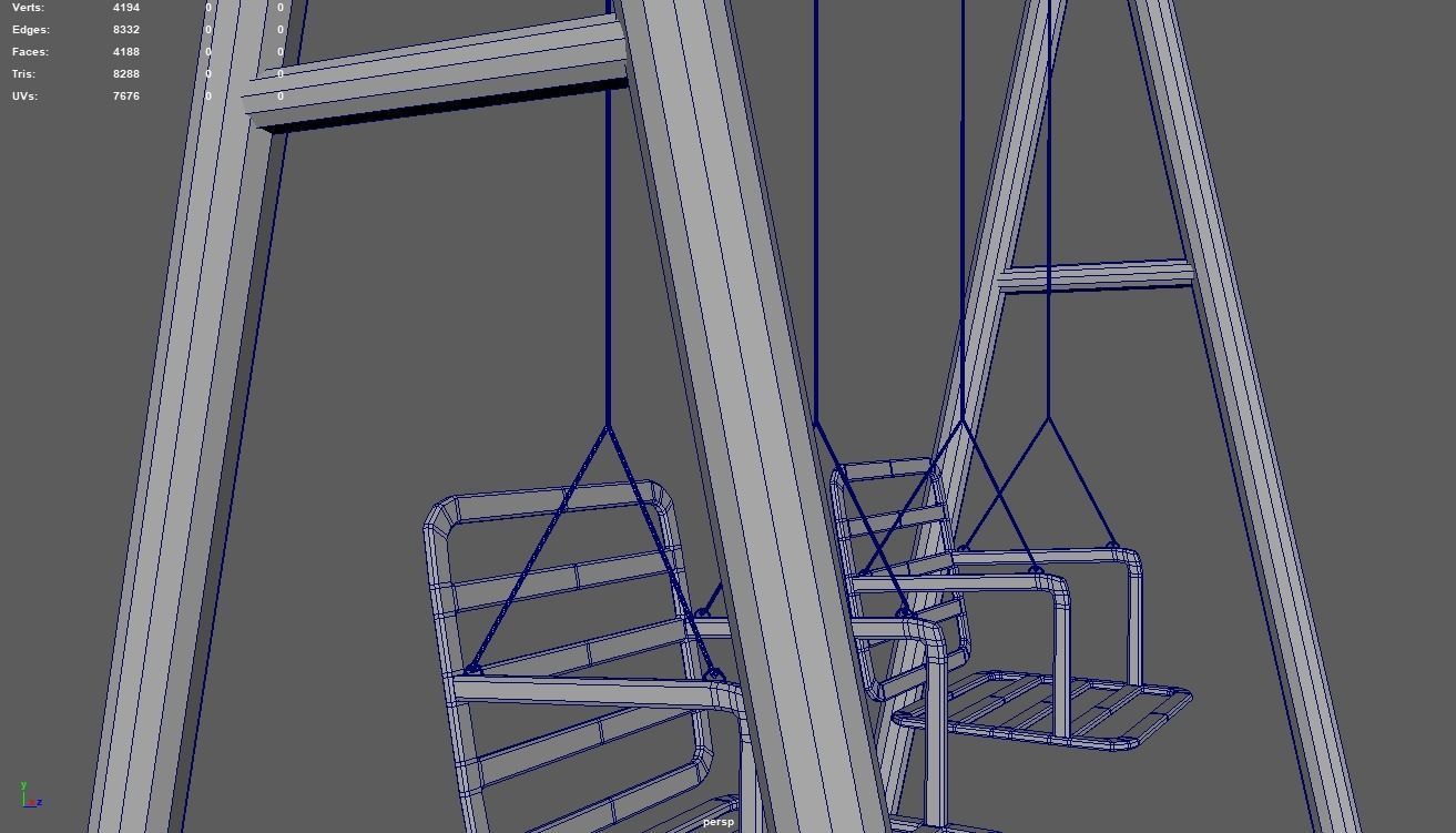 Low Poly Swing set with two chairs Low-poly 3D model_14