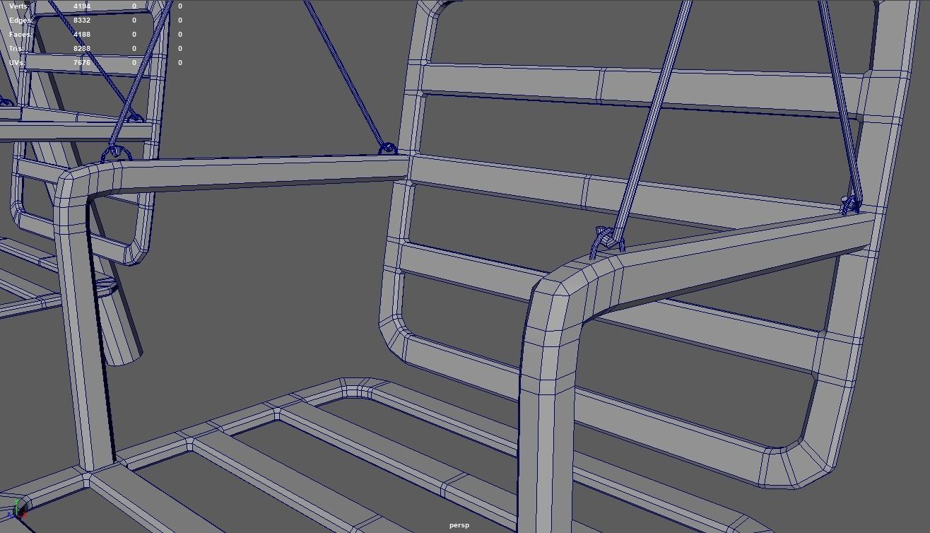 Low Poly Swing set with two chairs Low-poly 3D model_12