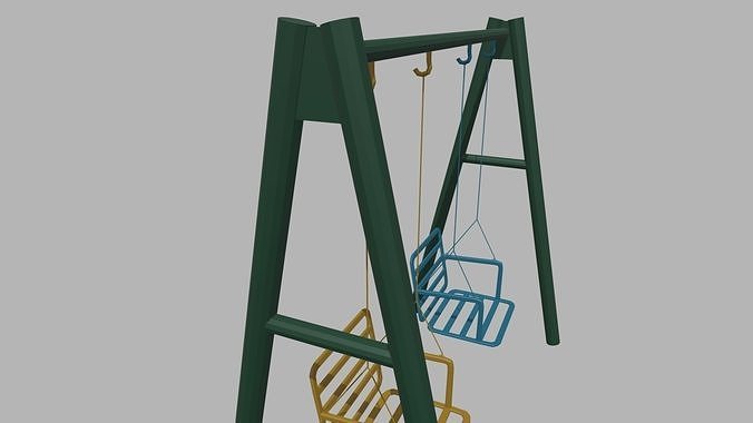 Low Poly Swing set with two chairs Low-poly 3D model 4