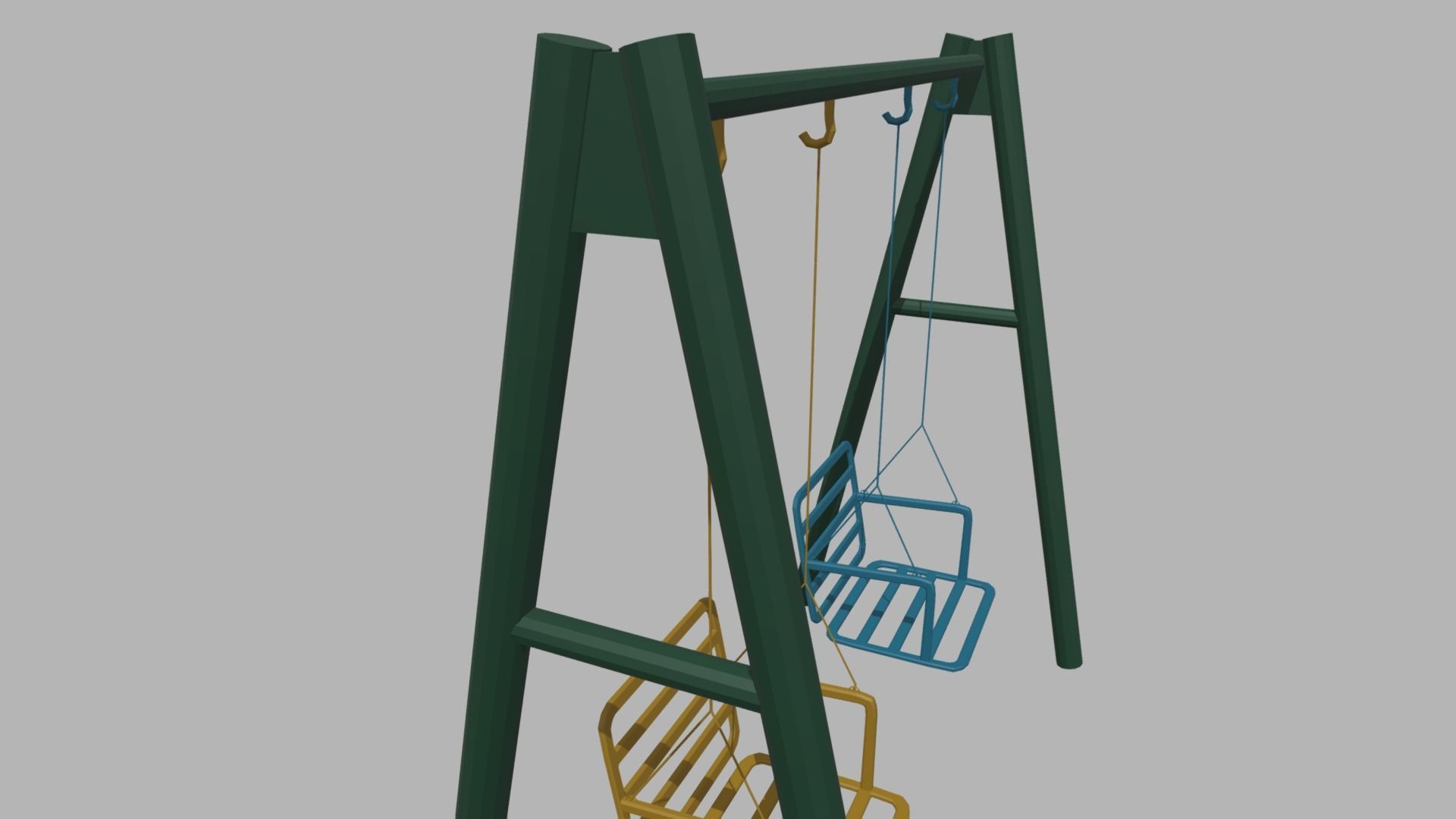 Low Poly Swing set with two chairs Low-poly 3D model_3