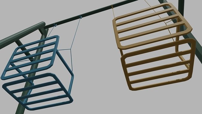 Low Poly Swing set with two chairs Low-poly 3D model 7