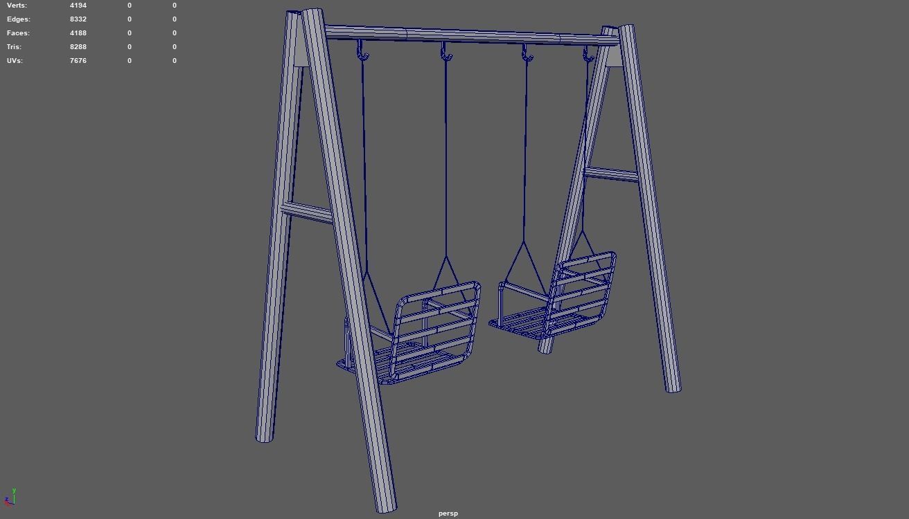 Low Poly Swing set with two chairs Low-poly 3D model_11
