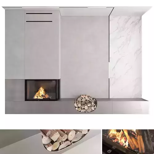Decorative wall with fireplace set 14
