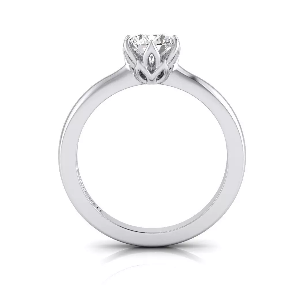 Solitaire diamond ring with Protea flower stylized setting 3D print model_0