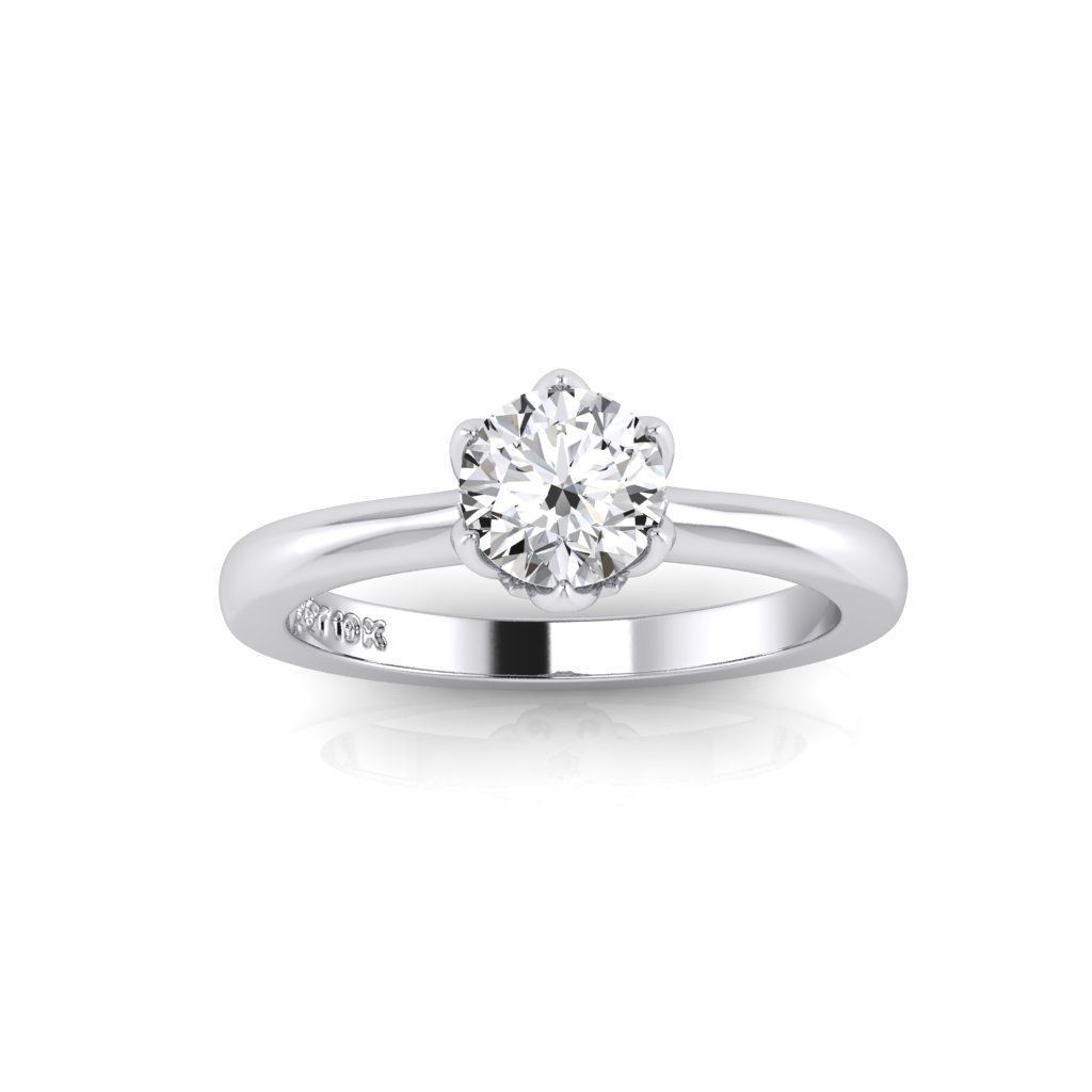 Solitaire diamond ring with Protea flower stylized setting 3D print model_2