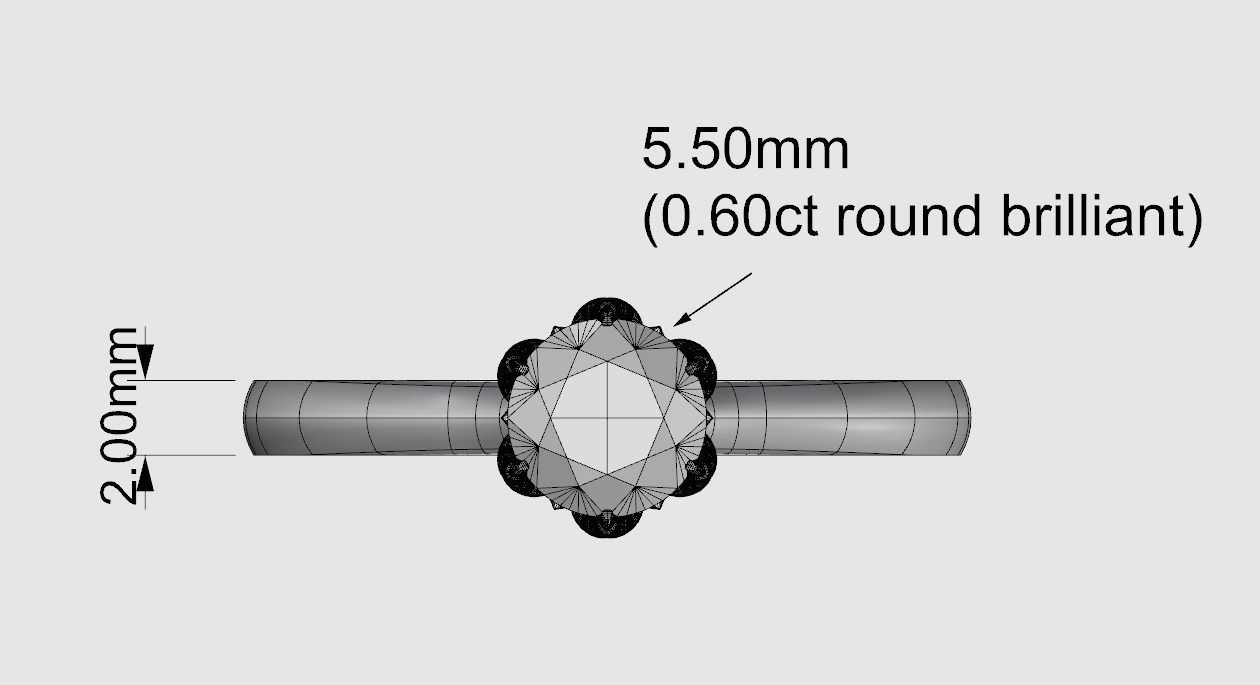 Solitaire diamond ring with Protea flower stylized setting 3D print model_4