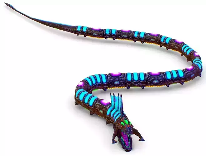 Skined RIgged Fantasy Blue Neon Snake Worm