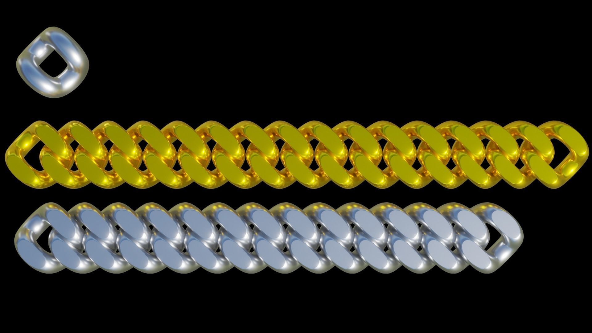 Cuban link chain 3D print model_5