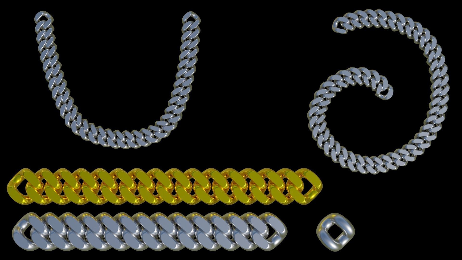 Cuban link chain 3D print model_1
