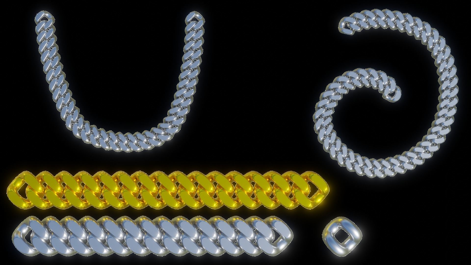 Cuban link chain 3D print model_2