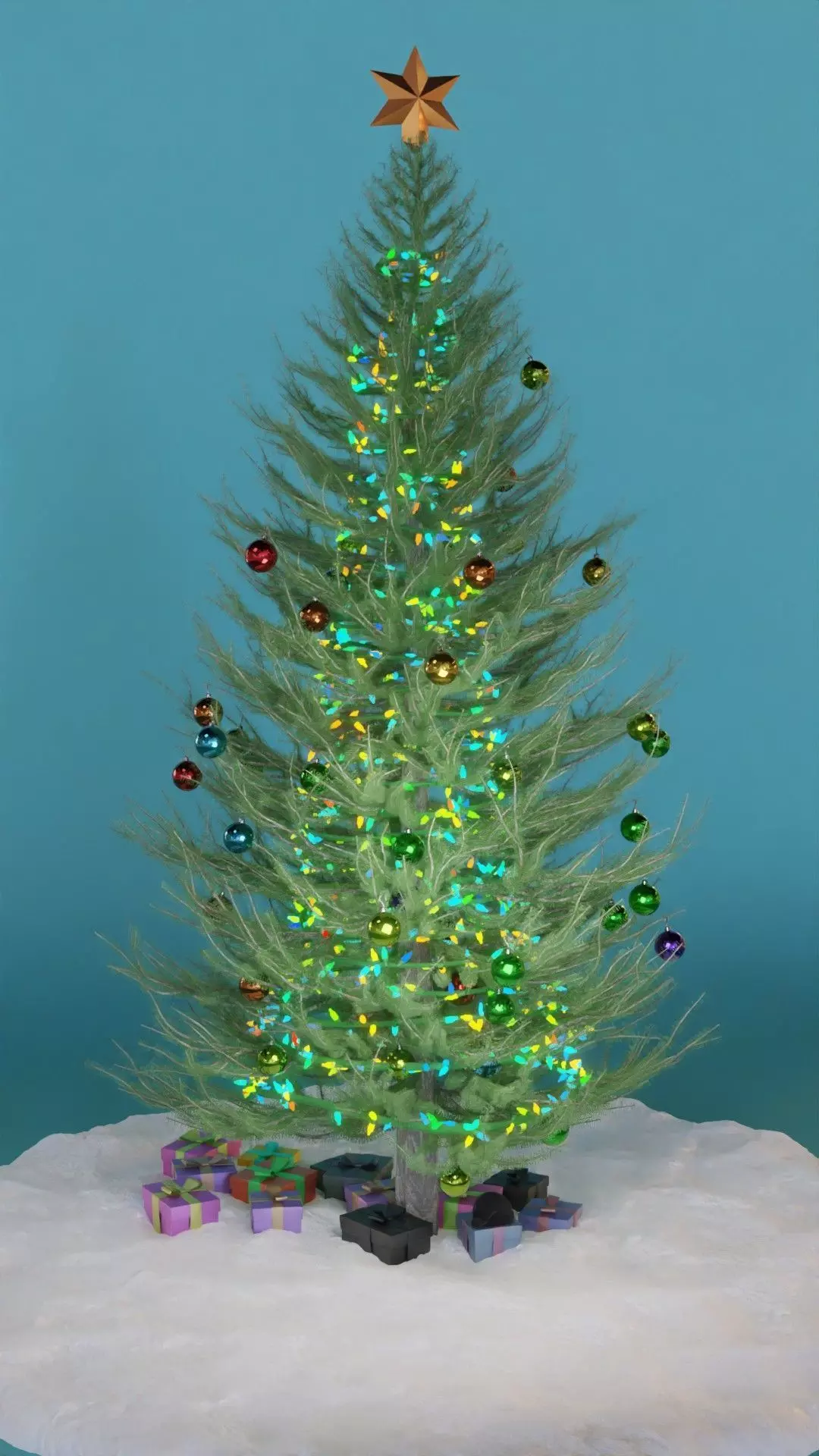Detailed Christmas Tree or Pine Tree for Blender  Low-poly 3D model_0