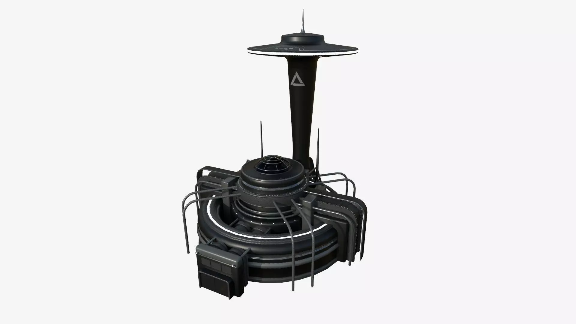 SciFi Facility D07 Black - Sci Fi Exterior Design Low-poly 3D model_0