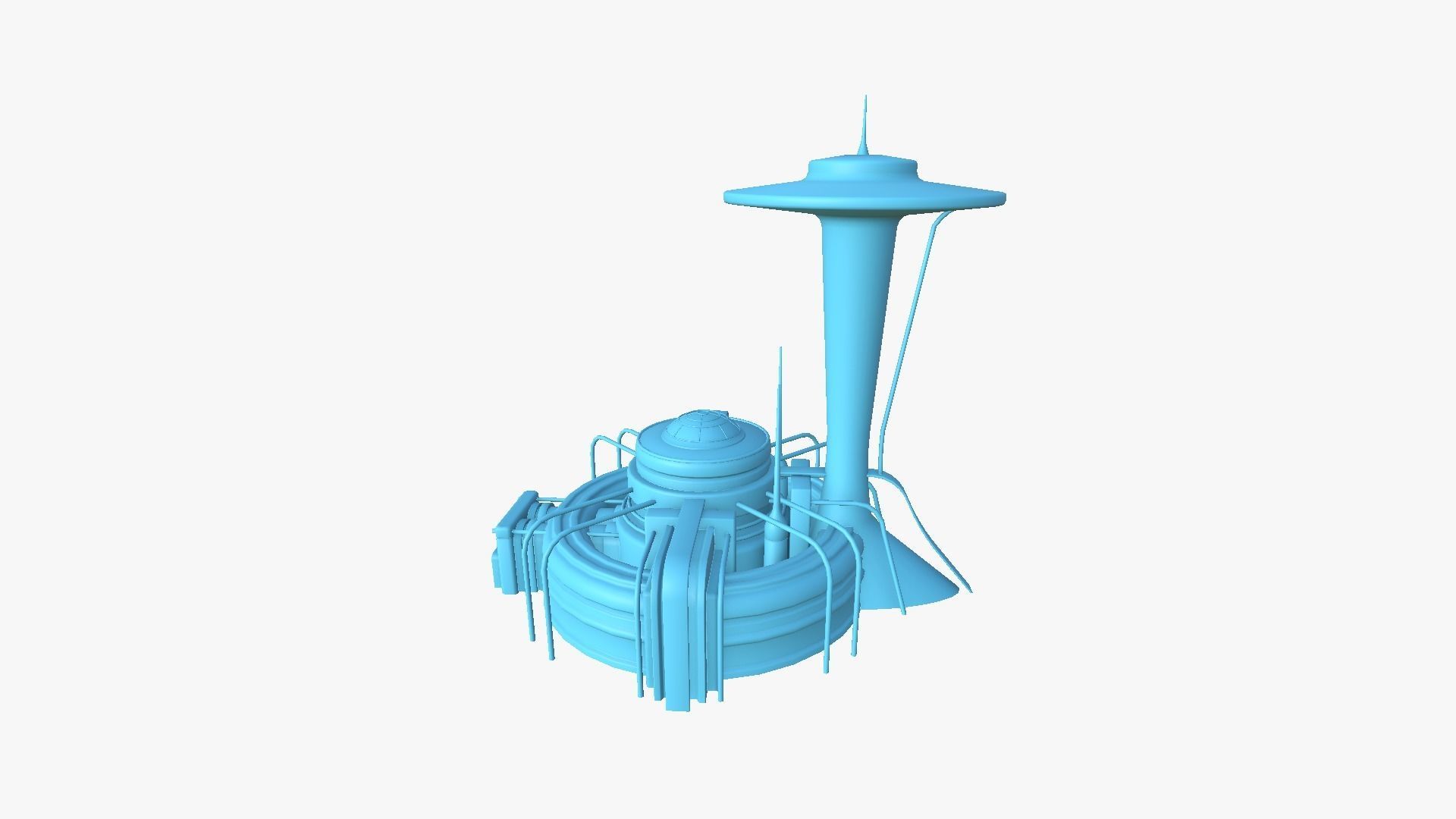 SciFi Facility D07 Black - Sci Fi Exterior Design Low-poly 3D model_10