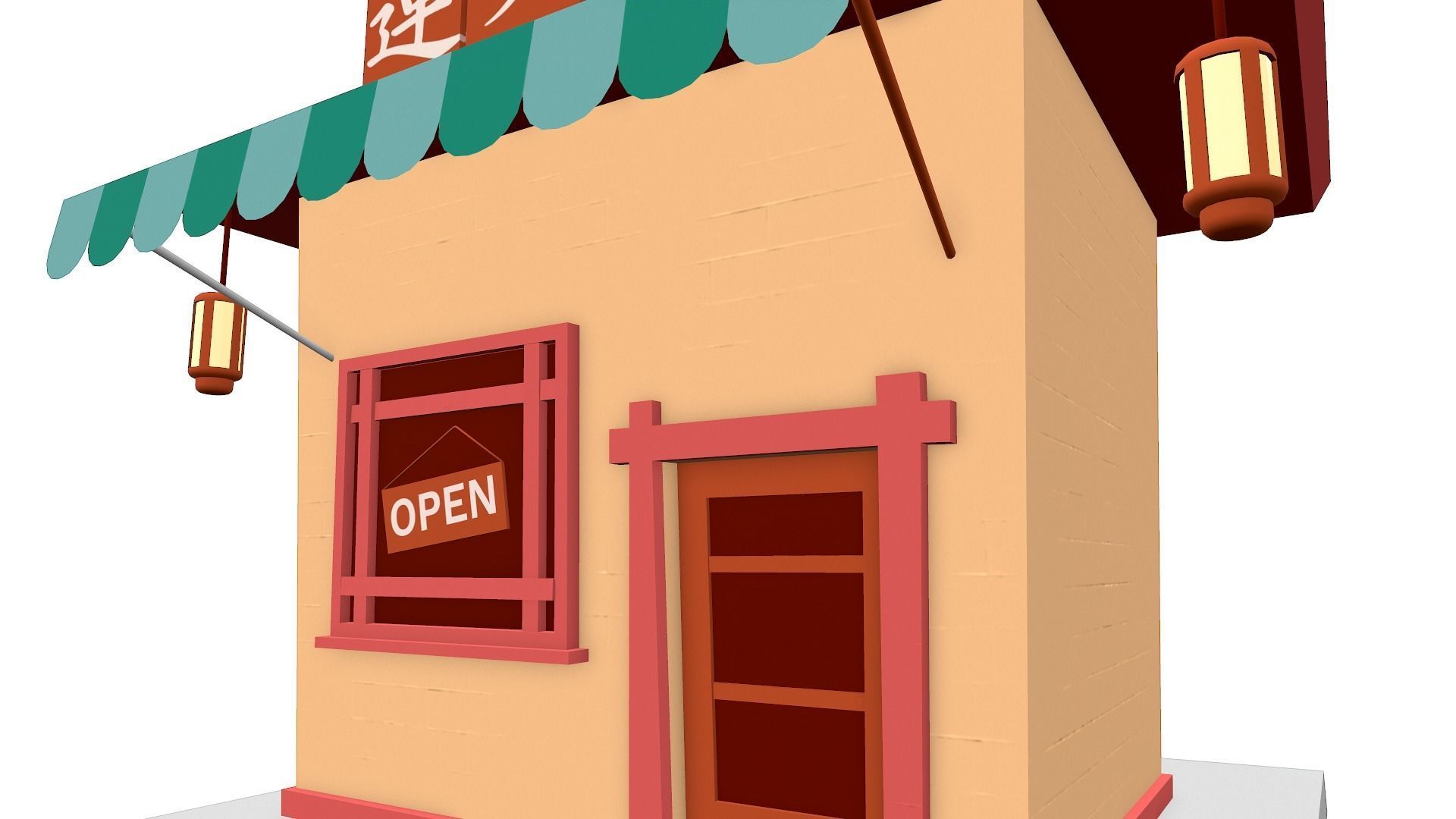 Japanese Shop Low-poly 3D model_6
