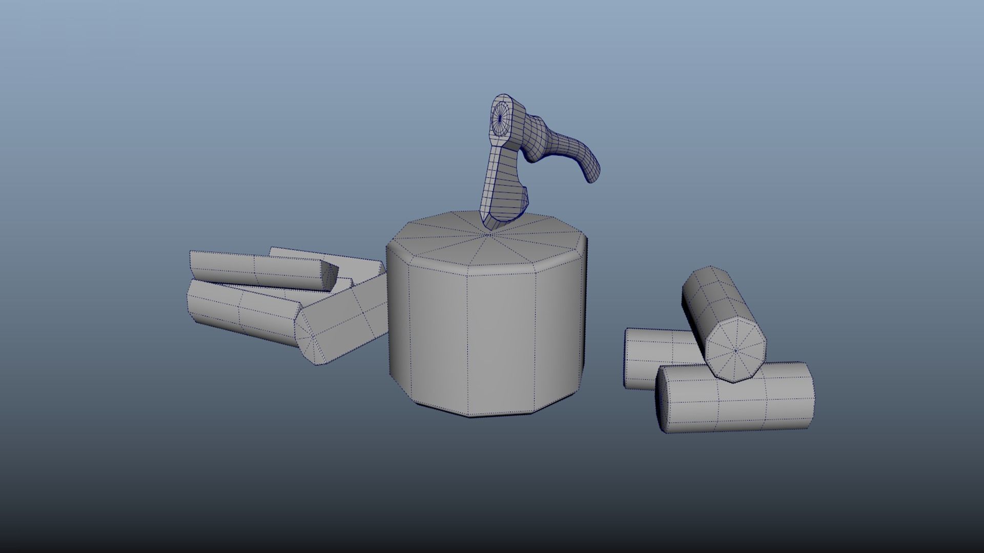 Stylized stump for chopping logs or wood with an ax PBR Low-poly 3D model_5