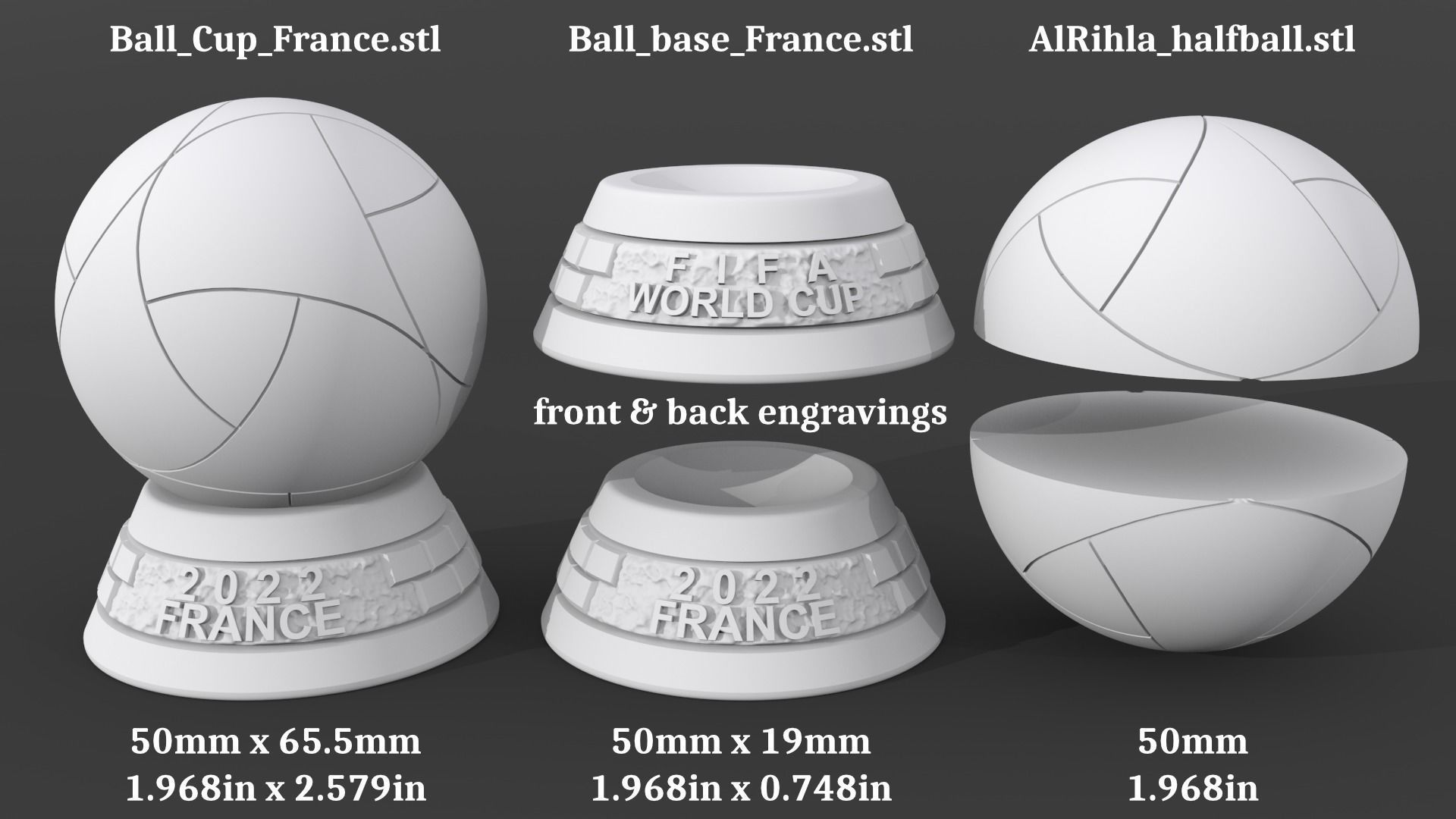 Al Rihla Cup - France version - ball and base 3D print model_4