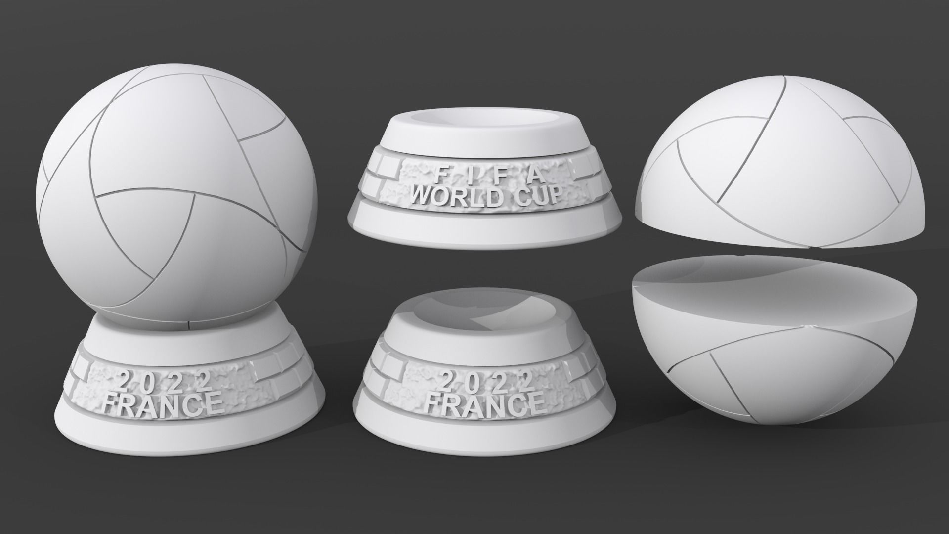 Al Rihla Cup - France version - ball and base 3D print model_3