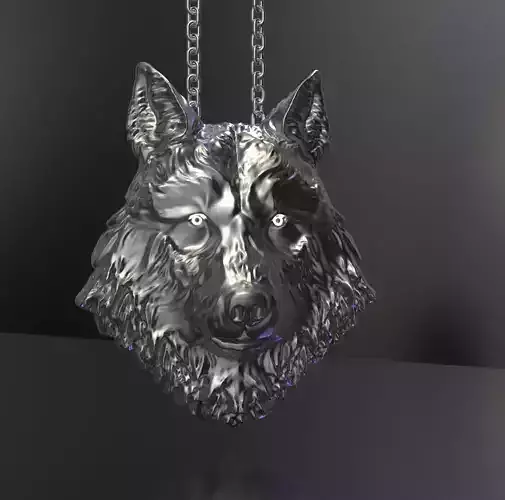 pendant dark wolf head